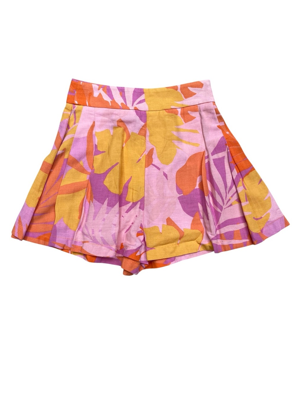 Stradivarius High Waisted Linen Blend Floral Shorts Size 0 NWT Resortwear